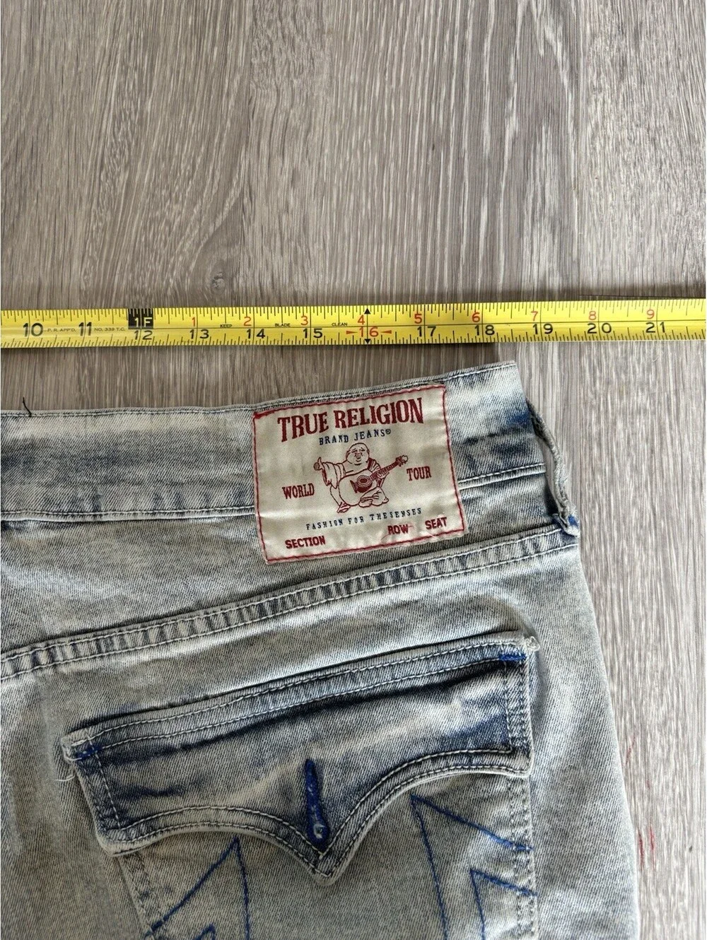 True Religion Ricky Straight Leg Jeans Men Size 36 Light Wash Blue